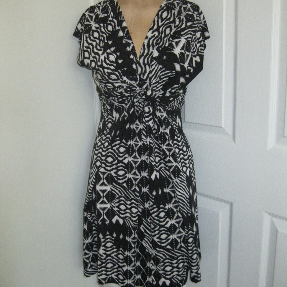 Andrea B stretchy top, blk/white, Sz S